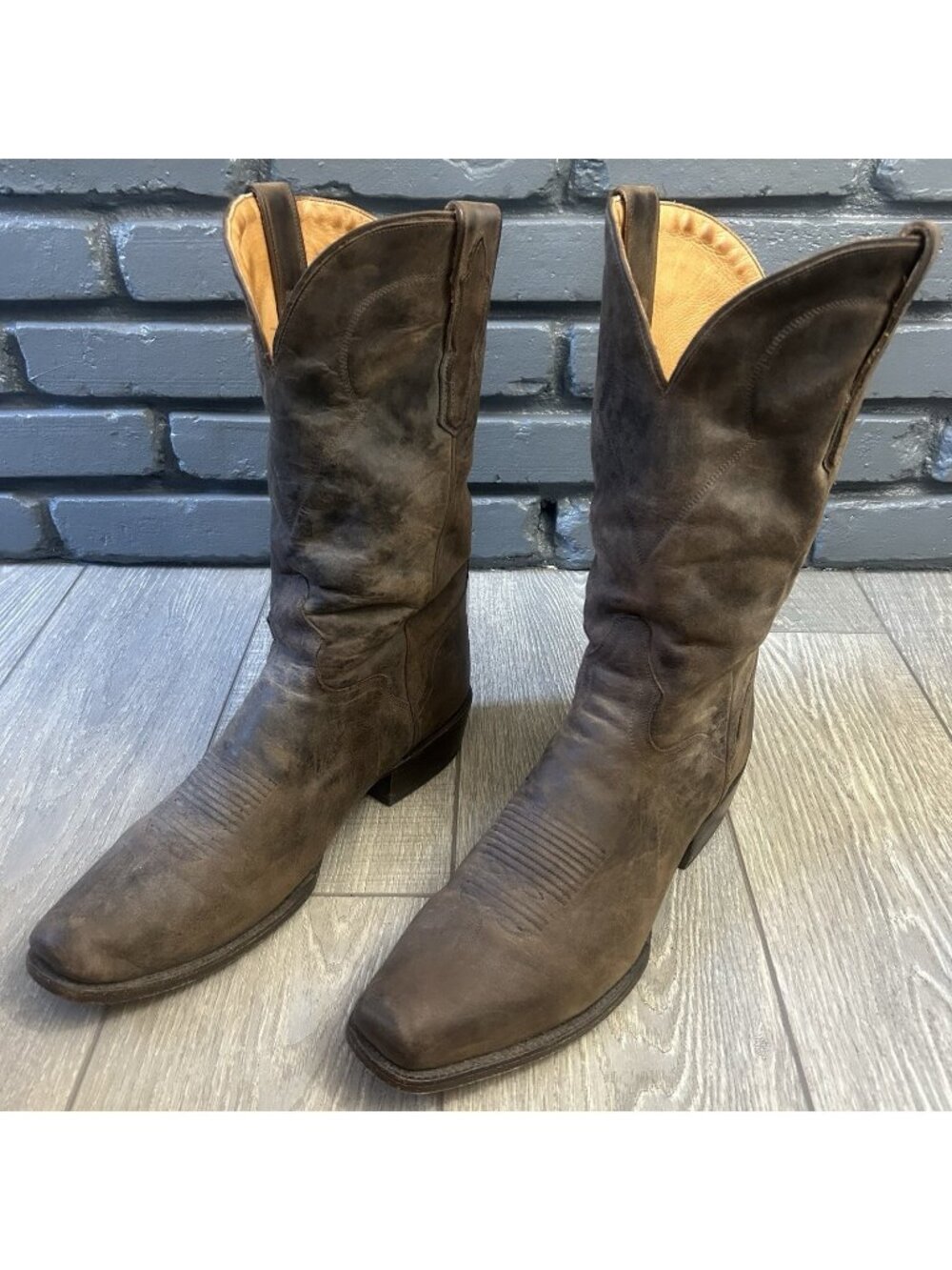 El Dorado Handmade 2225 Square Toe Brown Western Cowboy Boots Mens 13 D
